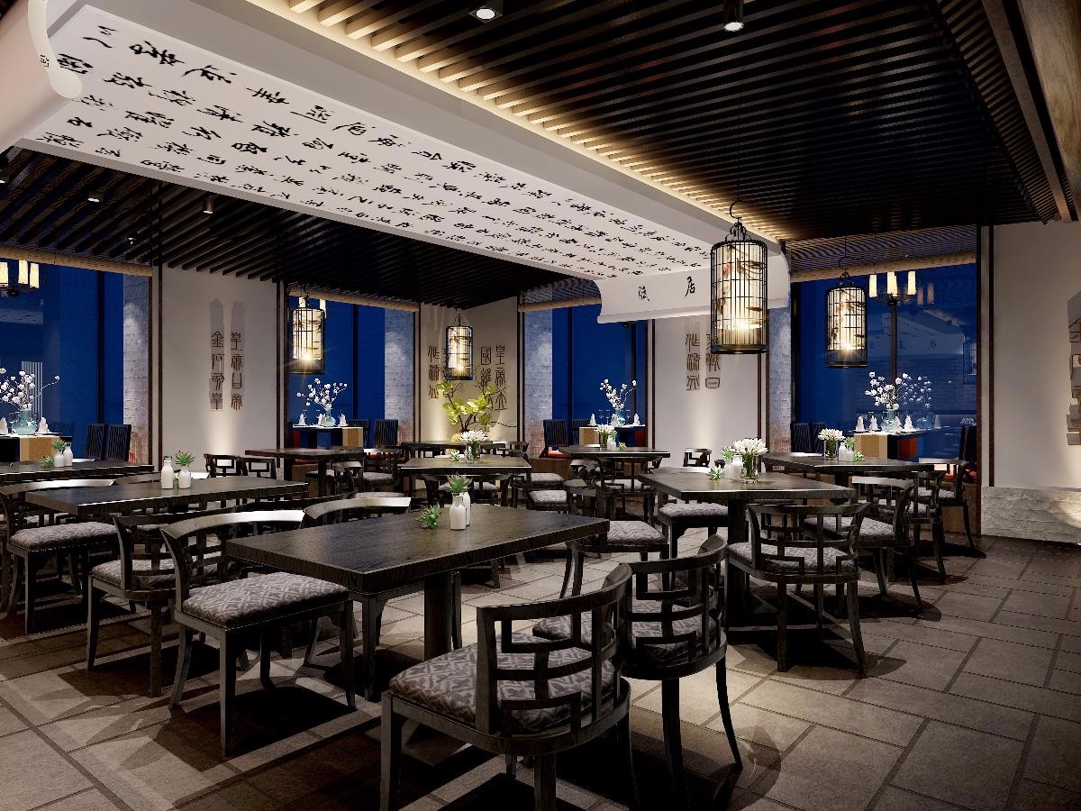 仿古饭店装修设计效果图 中式风格饭馆装修图片 传统仿古191平米