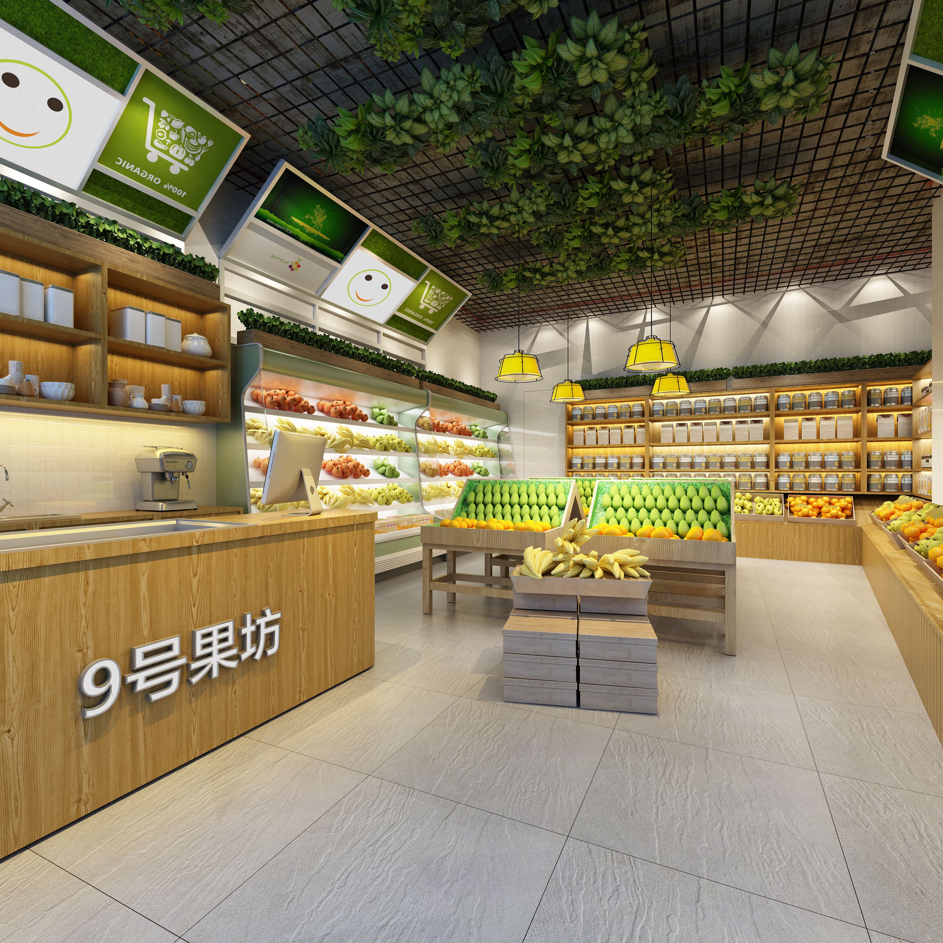 水果店装修设计效果图片 最新水果店装修图片 180平米